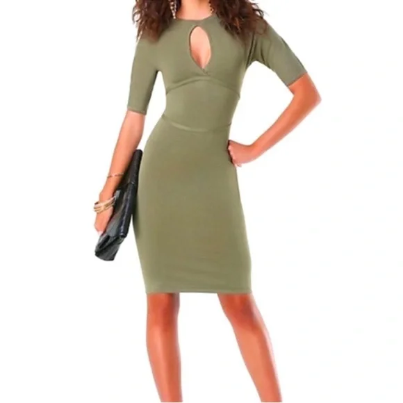 bebe | Dresses | Bebe Keyhole Emerald Green Bodycon Sweater Knit Dress Size  Small Cutout Dress | Poshmark